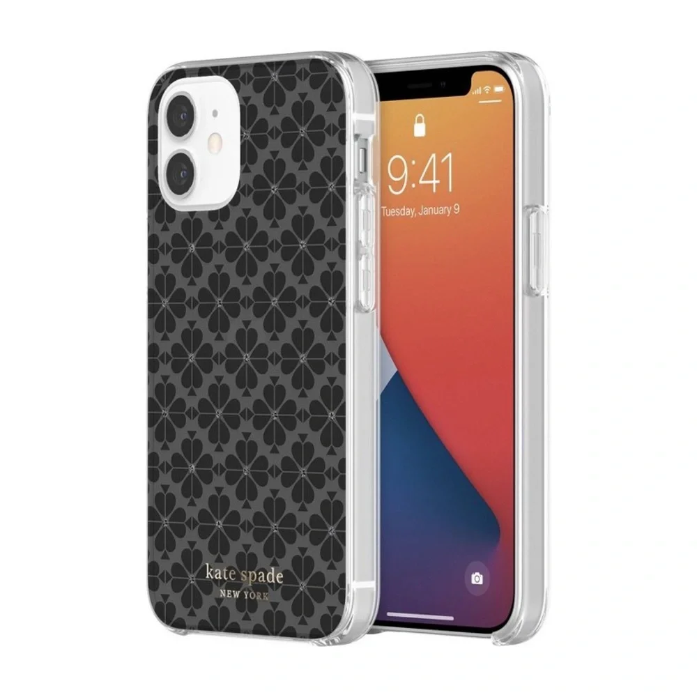 Kate Spade Apple iPhone 12 Mini Protective Hardshell Case in Black Spade